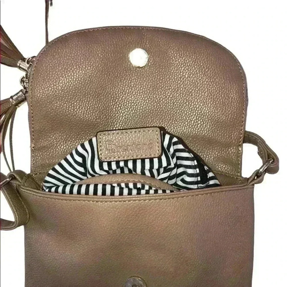 B BRENTANO Vegan Multi-Zipper Crossbody Handbag Purse with Tassel Accents - Picture 5 of 9